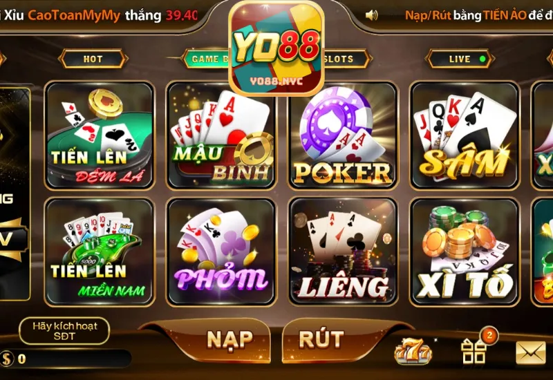 Sảnh game bài luôn thu hút cược thủ